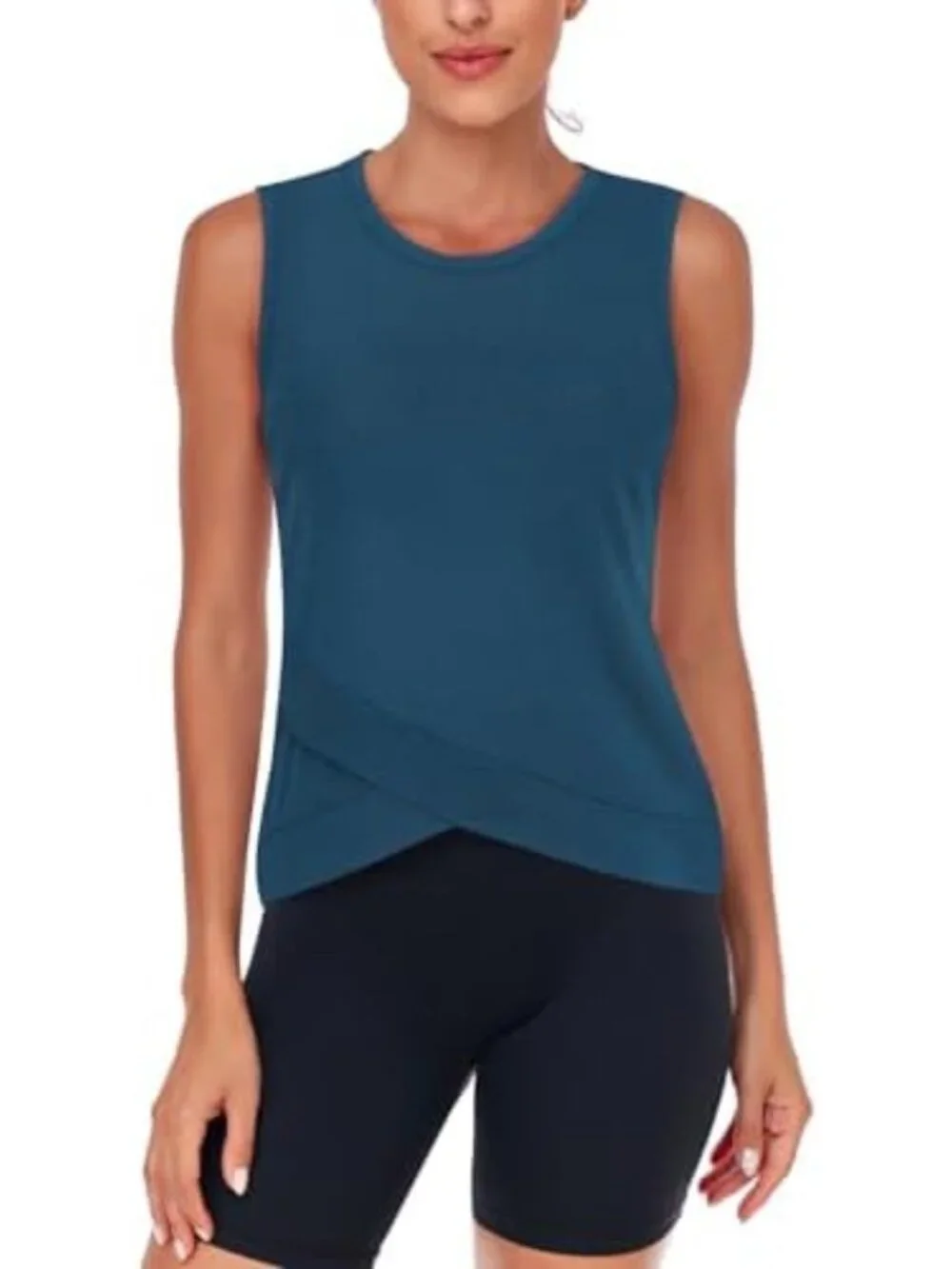 Crossover Hem Crop Tank Top for Women | Yoga & Workout Athletic Shirt